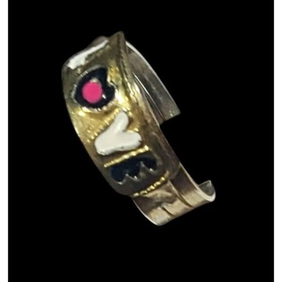 Coquette Gold Tone Enamel Filled Love Ring Size 8 - Picture 3 of 14